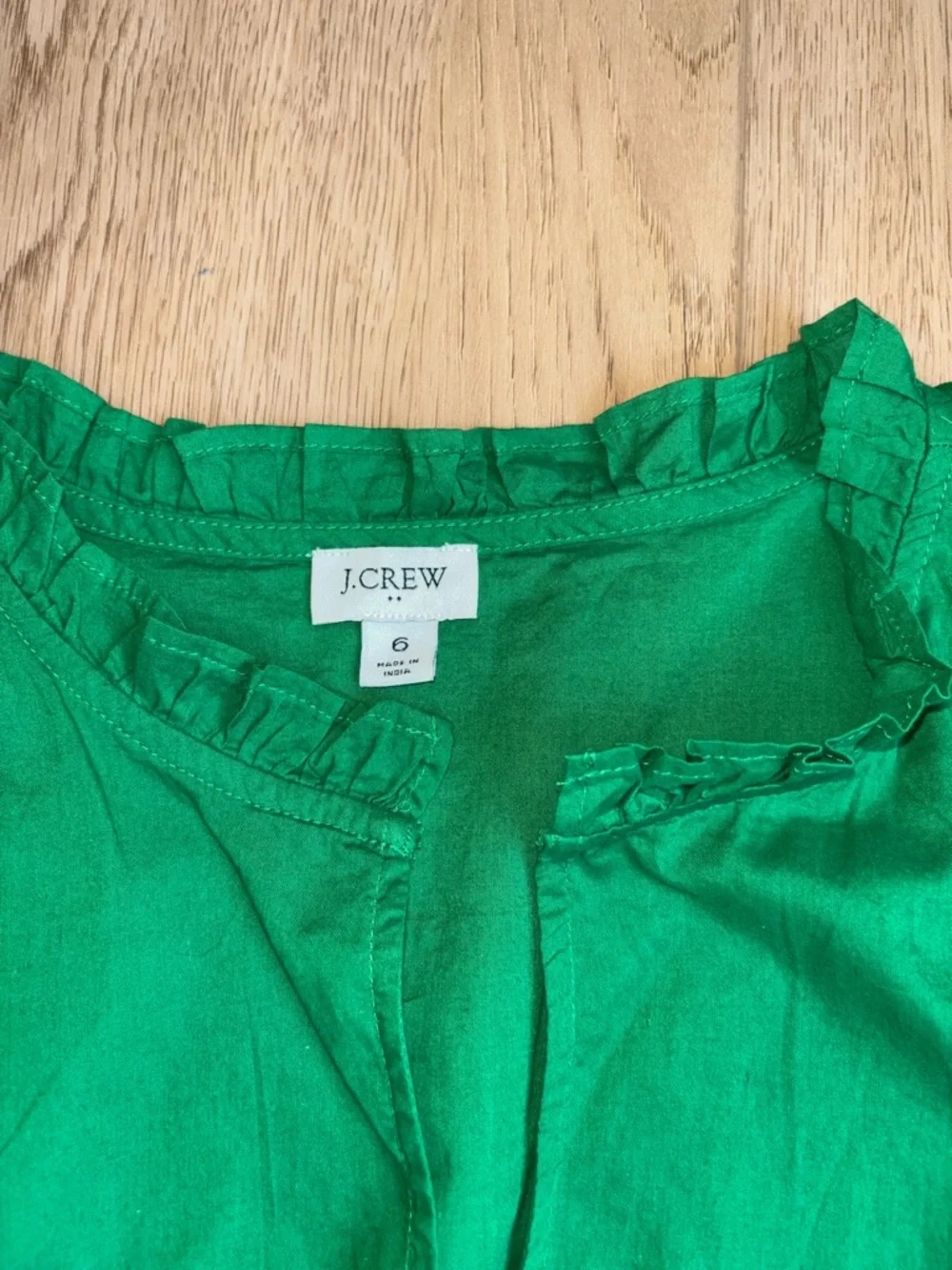 Cotton Spring Wedding Guest Dress Green Ruffle Hem Women's Maxi Size 6 J. Crew - Picture 7 of 10
